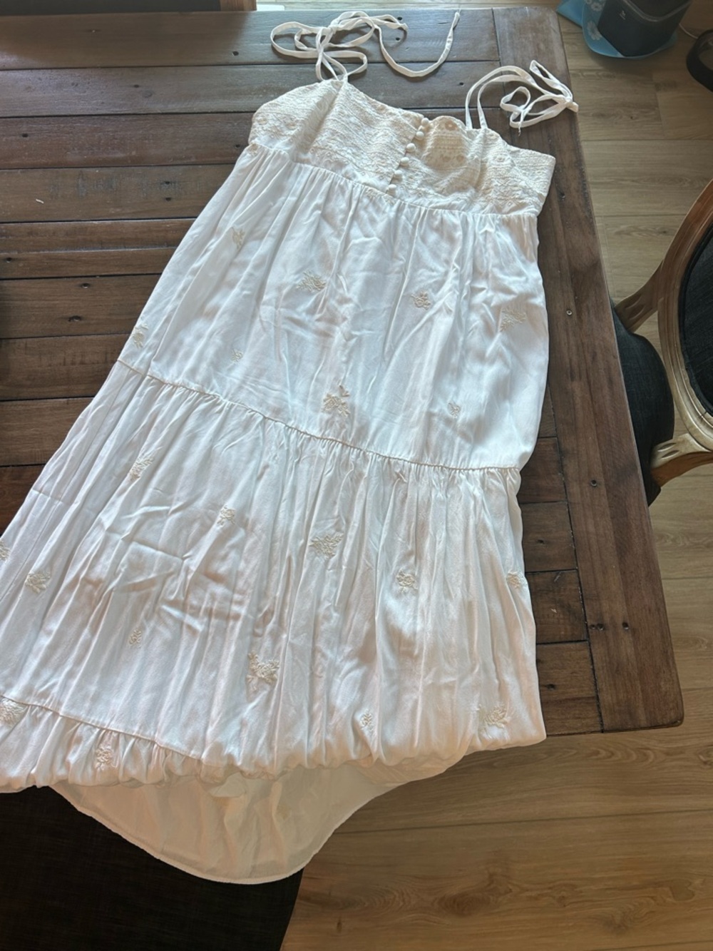 Spiritual Gangster Dolce Embroidered White Spring Summer Maxi Dress M